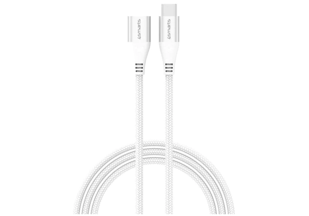 4smarts Câble de prolongation USB C - USB C 1.5 m Blanc