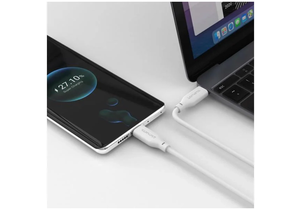 4smarts Câble USB 2.0 Silicone High Flex USB C - USB C 1.5 m Blanc