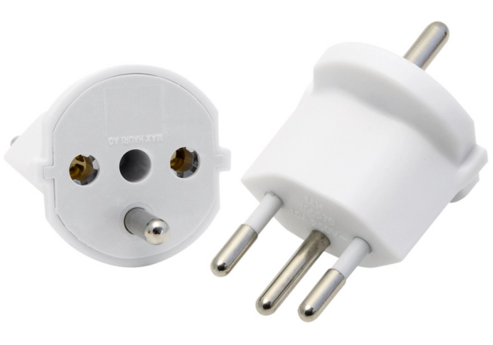 Adaptateur CH M 3-Poles T12 > EU F (White)