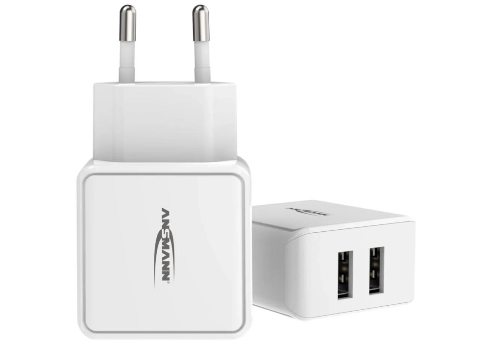 Ansmann Chargeur mural USB HC212, 12W, 2x USB, blanc