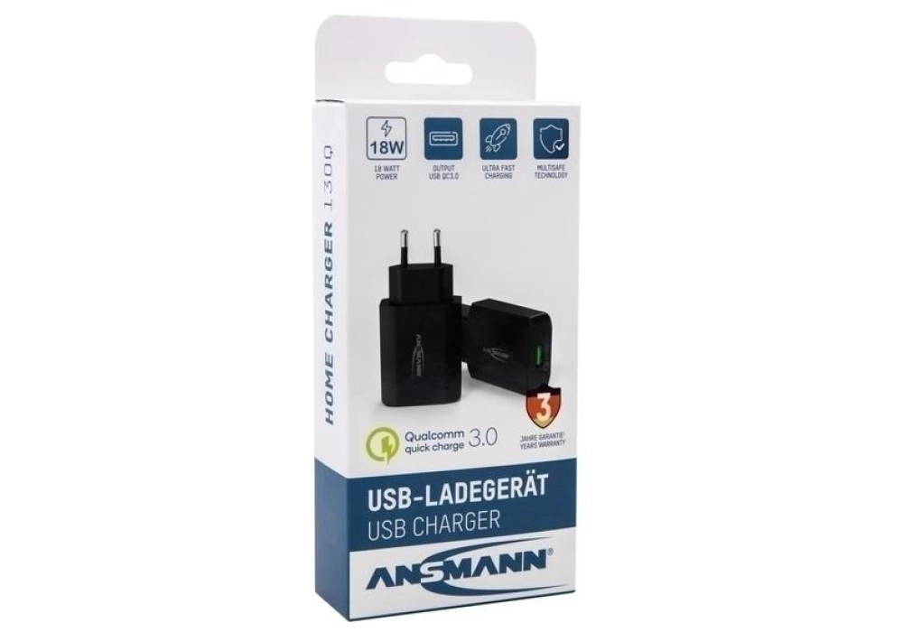 Ansmann Home Charger 130Q, 18 W, noir