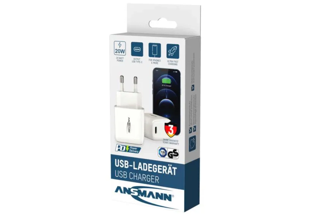 Ansmann Home Charger HC120PD, 20 W, blanc