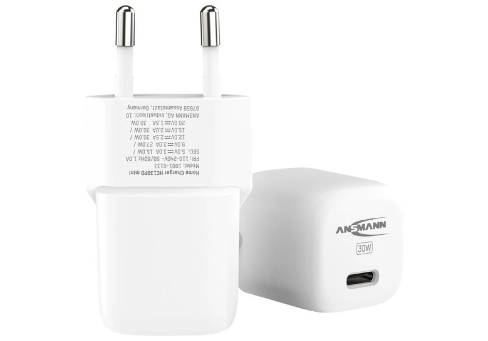 Ansmann Home Charger HC130PD mini, 30 W, blanc