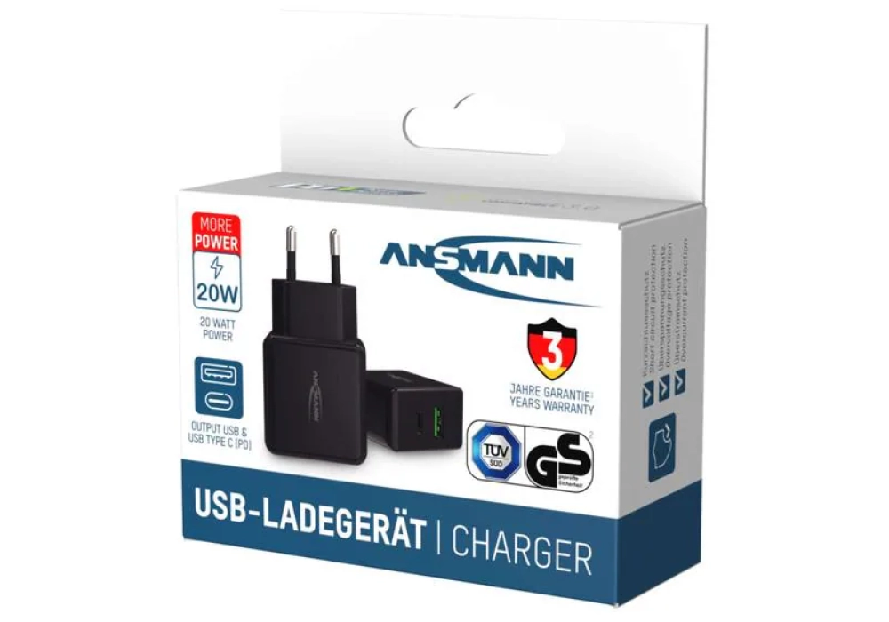 Ansmann Home Charger HC218PD, 18 W, noir