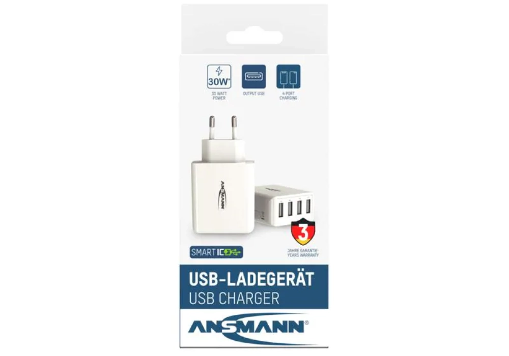 Ansmann Home Charger HC430, 4x USB, 30 W, blanc