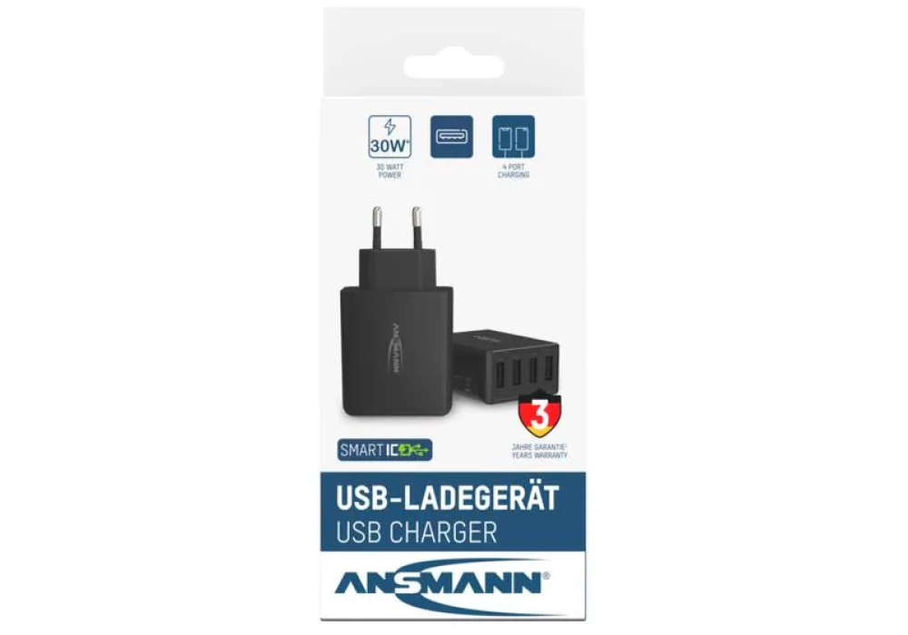 Ansmann Home Charger HC430, 4x USB, 30 W, noir