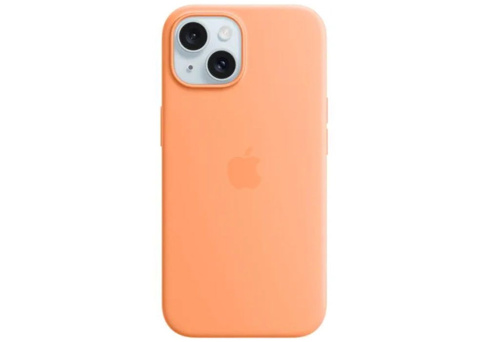 Apple Silicone Case avec MagSafe iPhone 15 Orange Sorbet