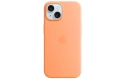 Apple Silicone Case avec MagSafe iPhone 15 Orange Sorbet