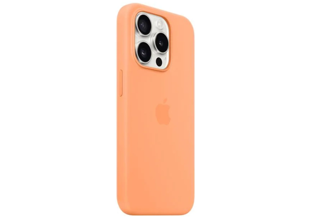 Apple Silicone Case avec MagSafe iPhone 15 Pro Orange Sorbet