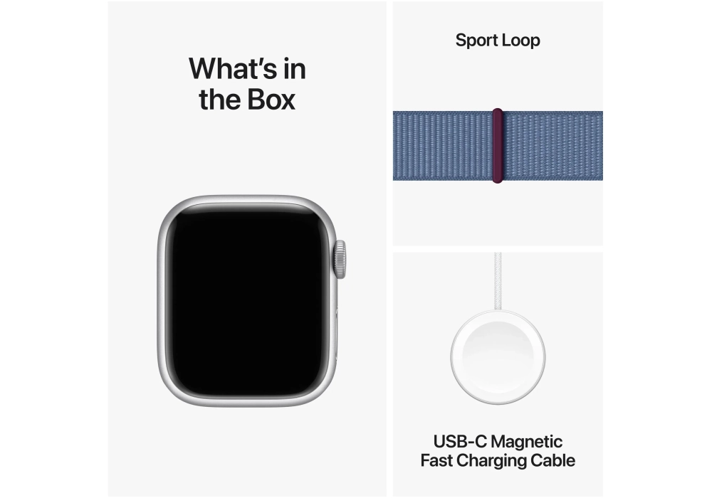 Apple Watch Series 9 41 mm Alu Argent Loop Bleu dhiver