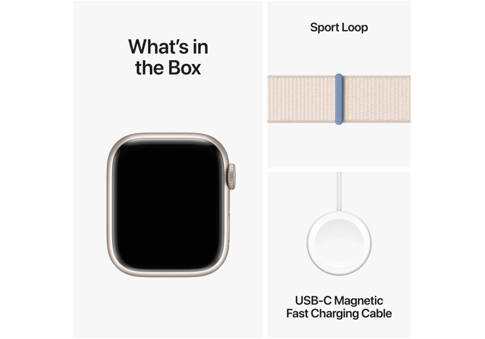 Apple Watch Series 9 41 mm Alu Lumière stellaire Loop