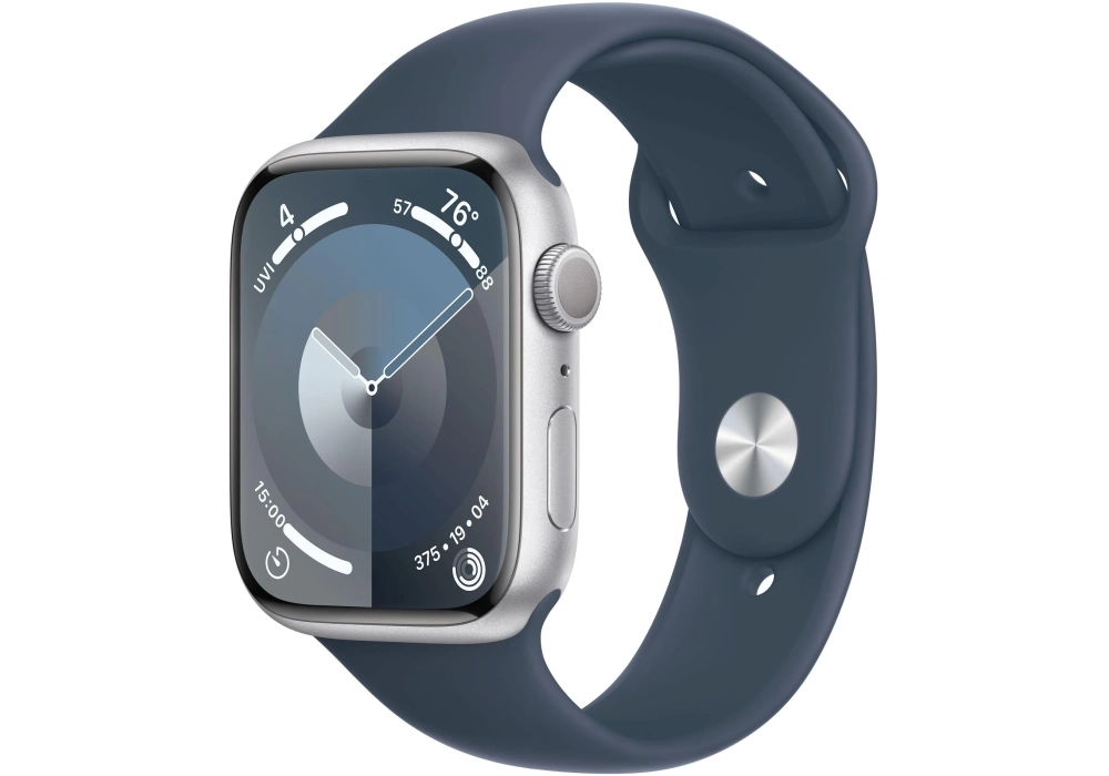 Apple Watch Series 9 45 mm Alu Argent Sport Bleu orage S/M