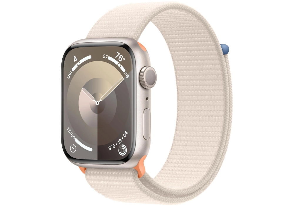 Apple Watch Series 9 45 mm Alu Lumière stellaire Loop