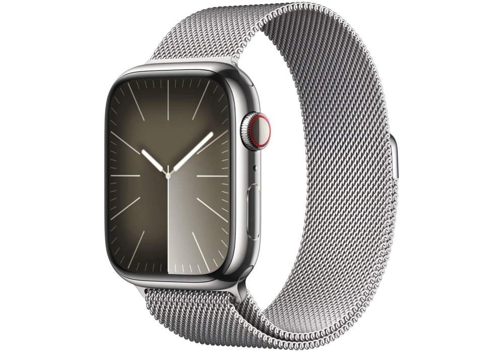 Apple Watch Series 9 45 mm LTE Argent Milanais Loop