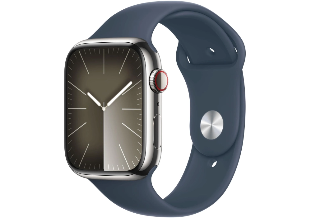 Apple Watch Series 9 45 mm LTE Argent Sport Bleu orage M/L