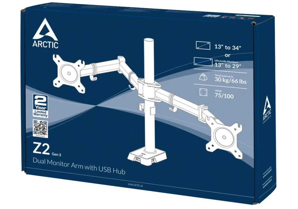 Arctic Cooling Supports de table Z2 (Gen 3) jusqu’à 30 kg – Noir