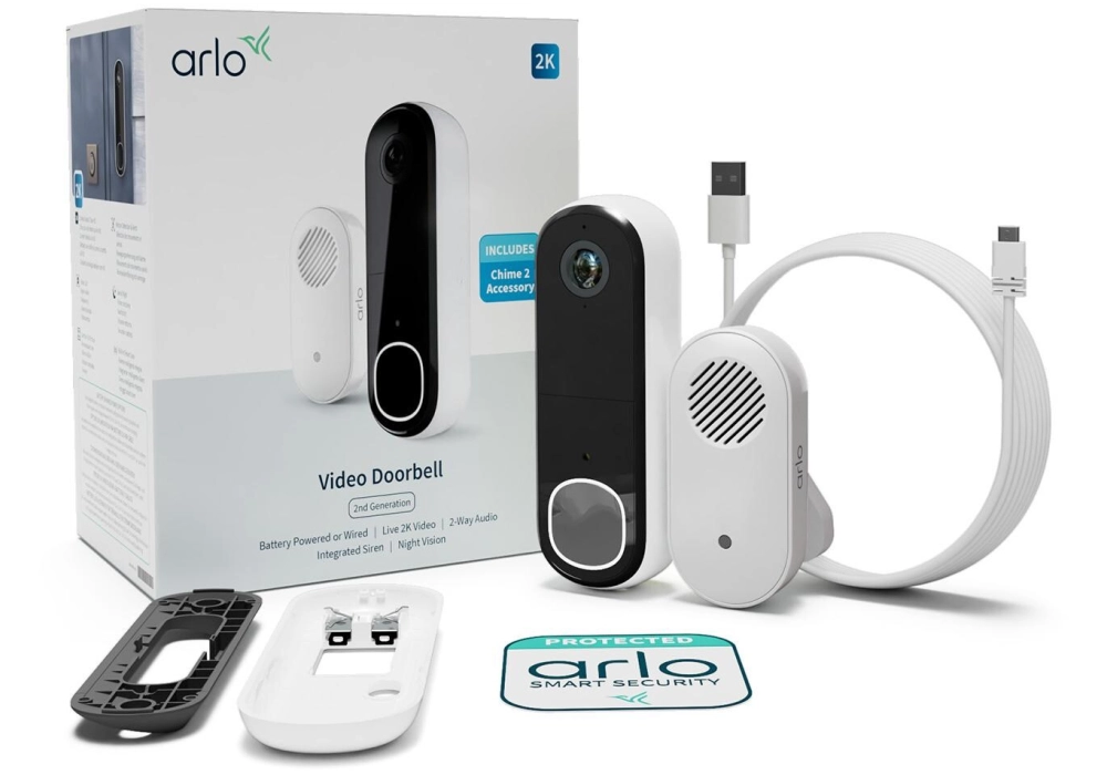 Arlo Doorbell Essential 2 2K avec Chime inclus