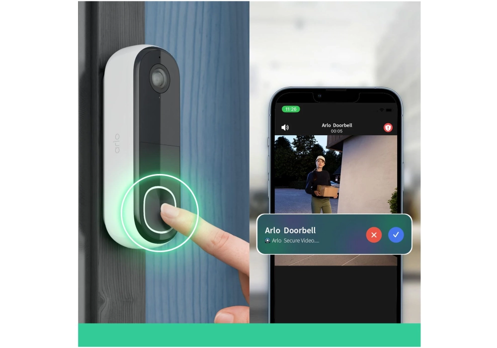 Arlo Doorbell Essential 2 2K avec Chime inclus