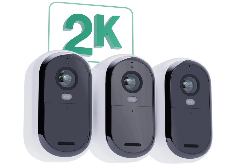 Arlo Essential Outdoor 2K (Gen 2) VMC3350 Blanc, set de 3