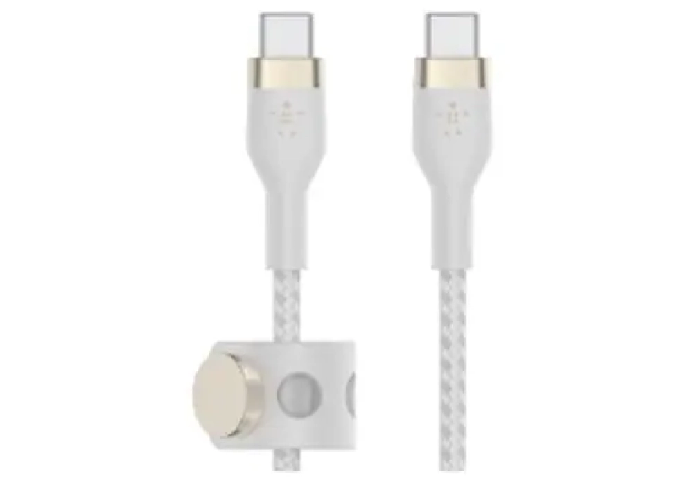 Belkin Câble chargeur USB C - USB C 1 m, tressé, blanc/noir, pack de deux