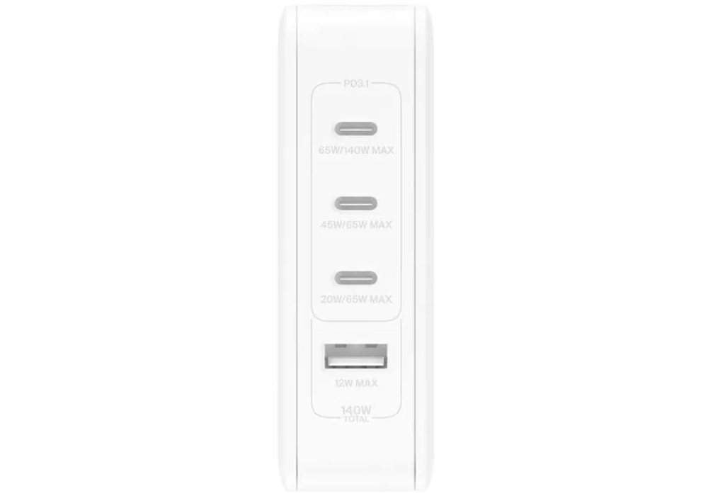 Belkin Chargeur mural USB 1xUSB-A/3xUSB-C 140W Blanc