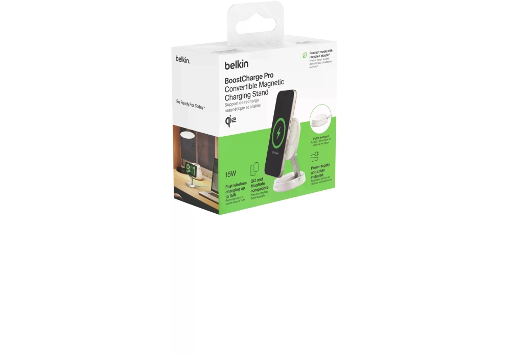 Belkin Chargeur sans fil Boost Charge Pro Blanc bloc d'alimentation inclus