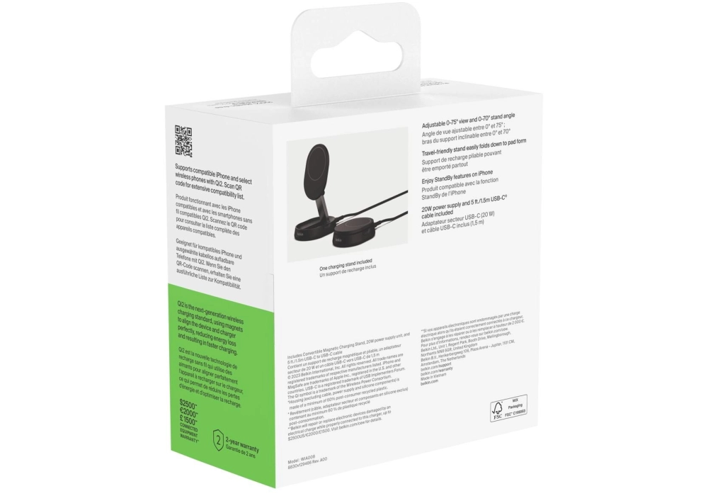 Belkin Chargeur sans fil Boost Charge Pro Noir bloc d'alimentation inclus