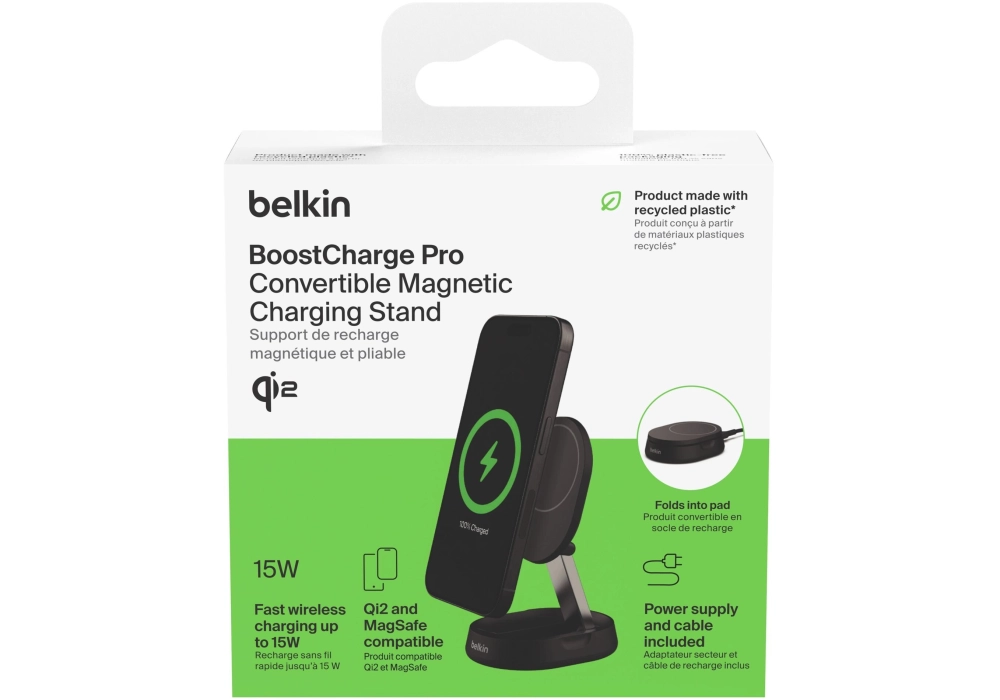 Belkin Chargeur sans fil Boost Charge Pro Noir bloc d'alimentation inclus