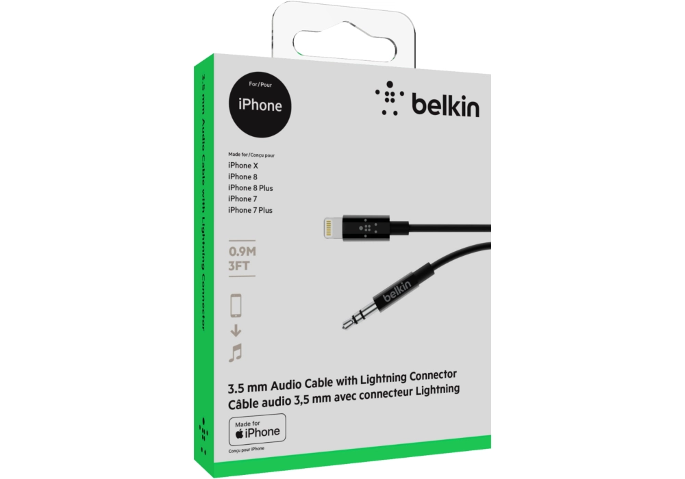 Belkin Lightning to 3.5 mm Audio Cable (Black) - 0.9m