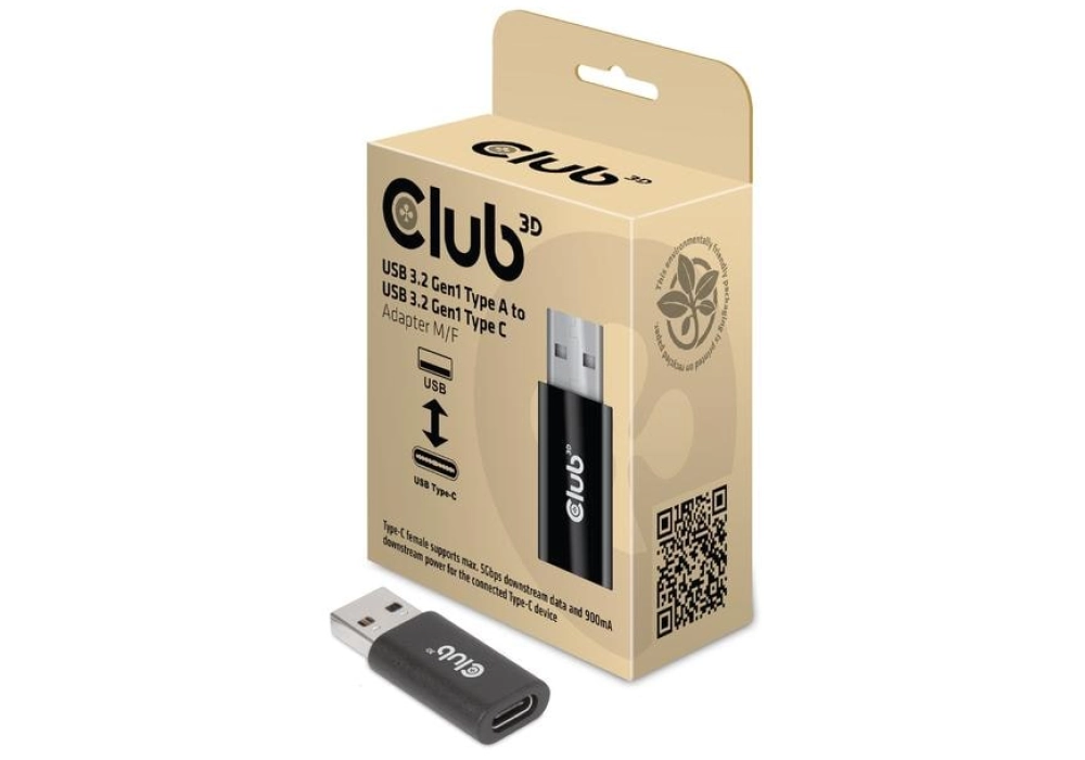 Club 3D Adaptateur USB 3.2 Gen1 Type A vers USB 3.2 Gen1 Type C