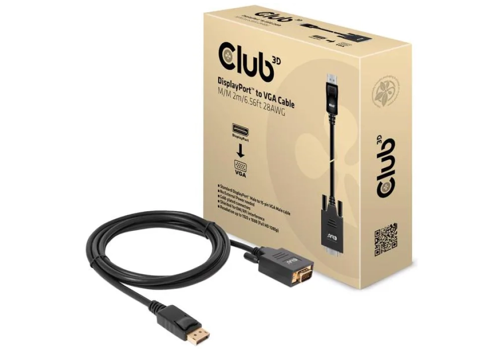 Club 3D Câble adaptateur CAC-1012 DisplayPort - VGA 2 m