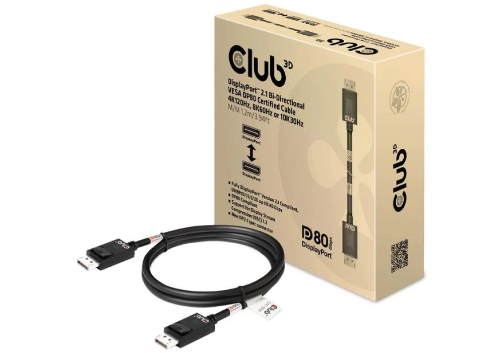 Club 3D Câble CAC-1091 DisplayPort - DisplayPort, 1.2 m