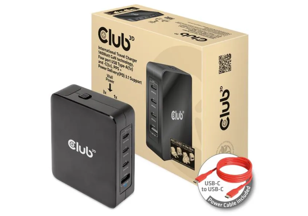 Club 3D Chargeur USB (140W)