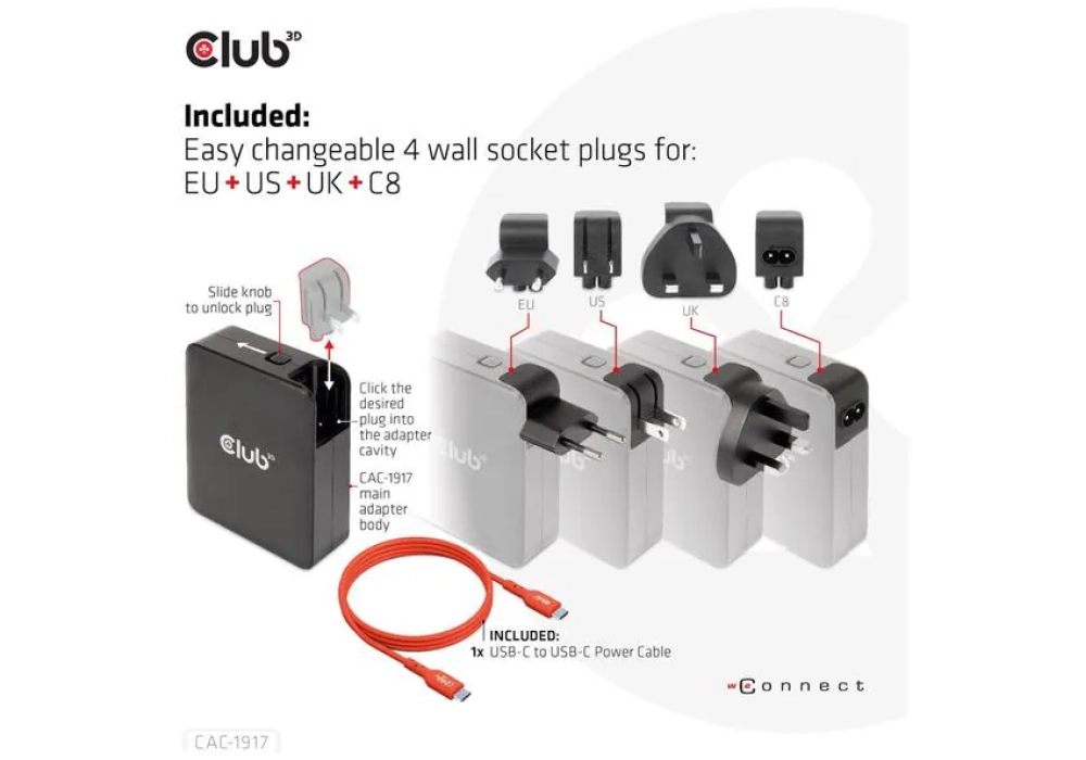 Club 3D Chargeur USB (140W)