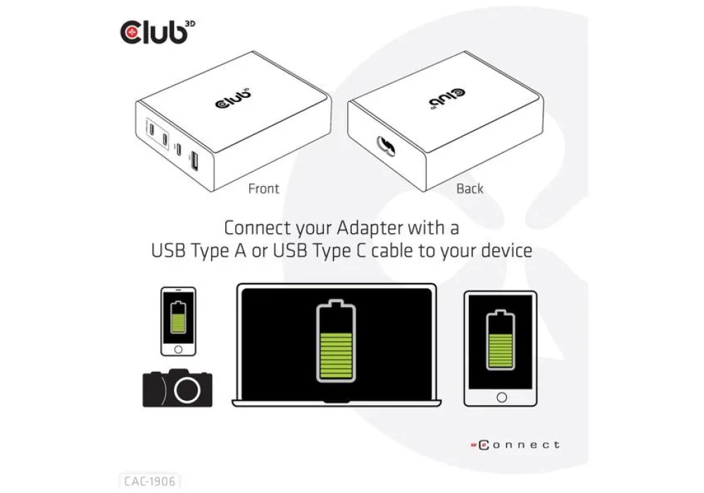 Club 3D Chargeur USB 120W