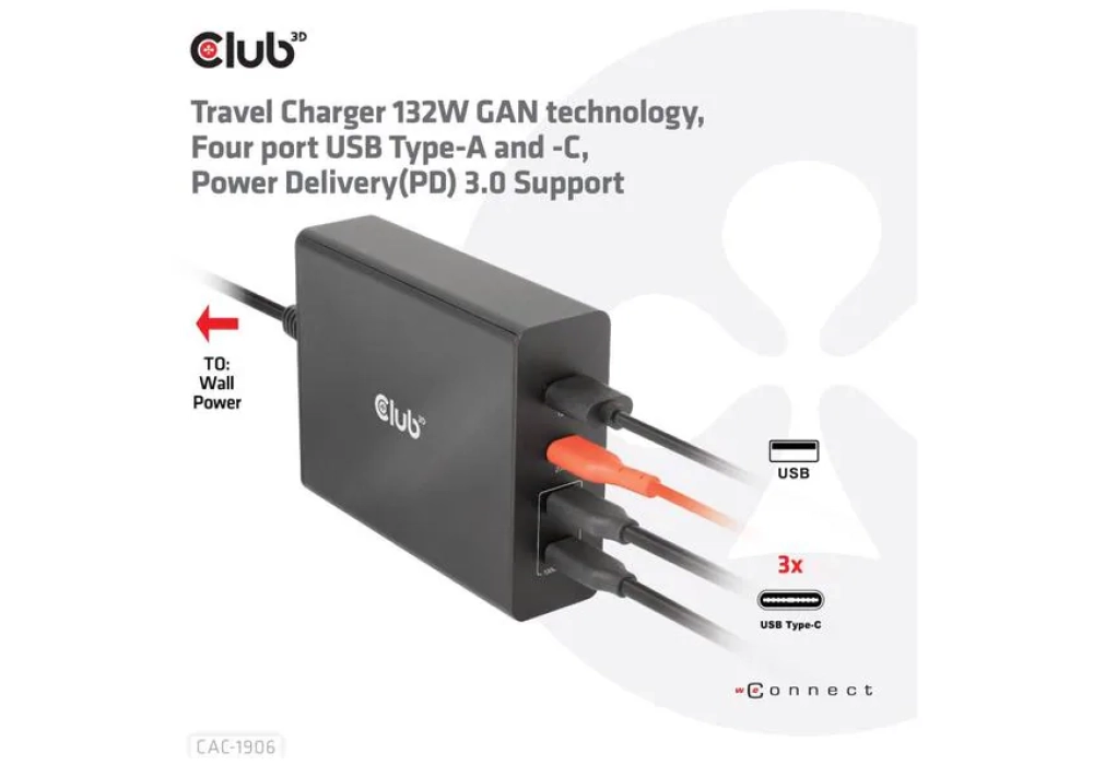 Club 3D Chargeur USB 120W