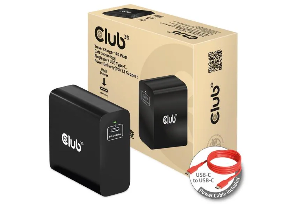 Club 3D Chargeur USB 140 W GaN PowerDelivery