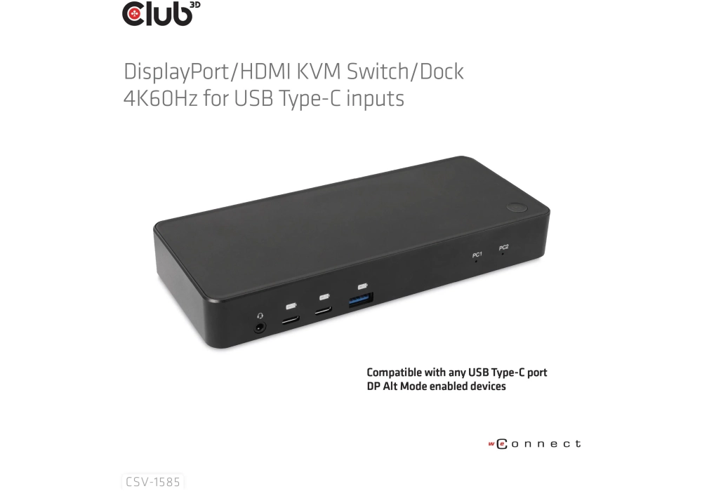 Club 3D Station d'accueil CSV-1585 DisplayPort/HDMI KVM