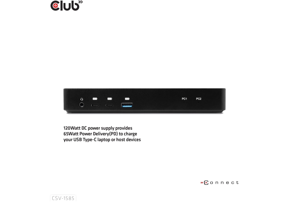 Club 3D Station d'accueil CSV-1585 DisplayPort/HDMI KVM