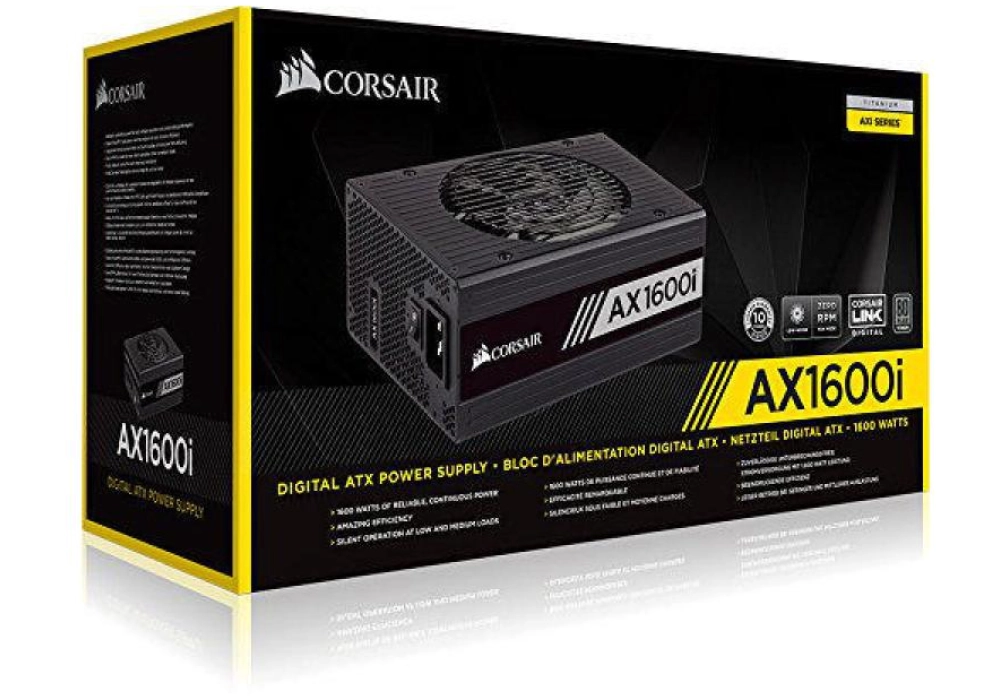 Corsair AX1600i iCUE 1600 W avec câble