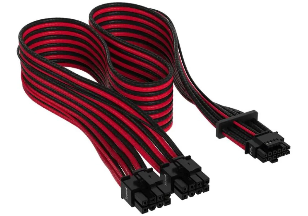 Corsair Câble Premium 12+4 broches 12VHPWR 600 W Noir Rouge