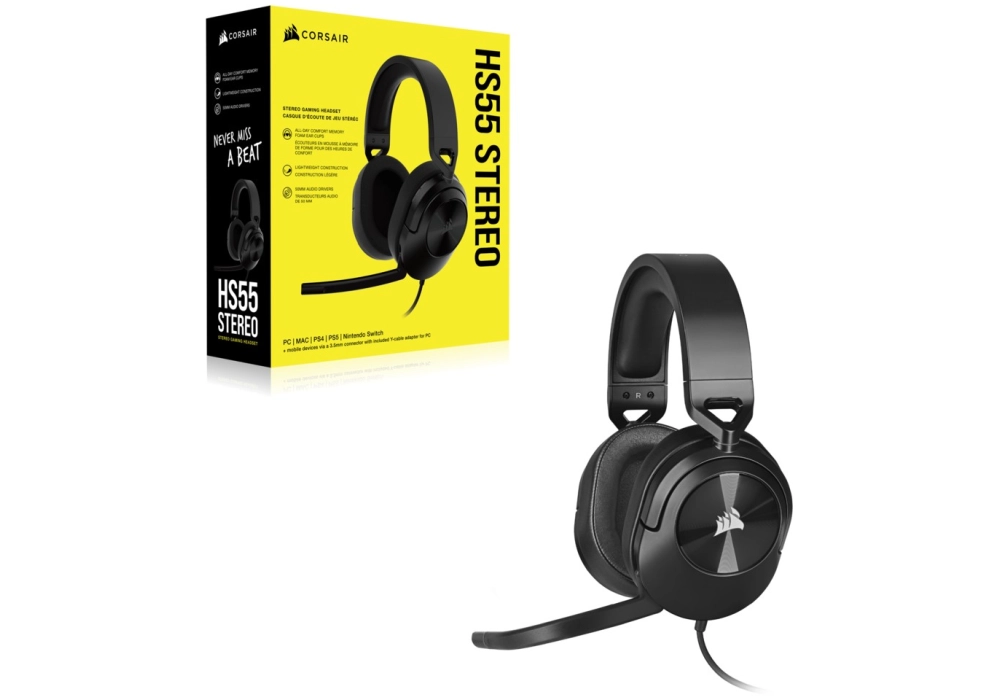 Corsair HS55 STEREO Wired Gaming Headset (Carbon)