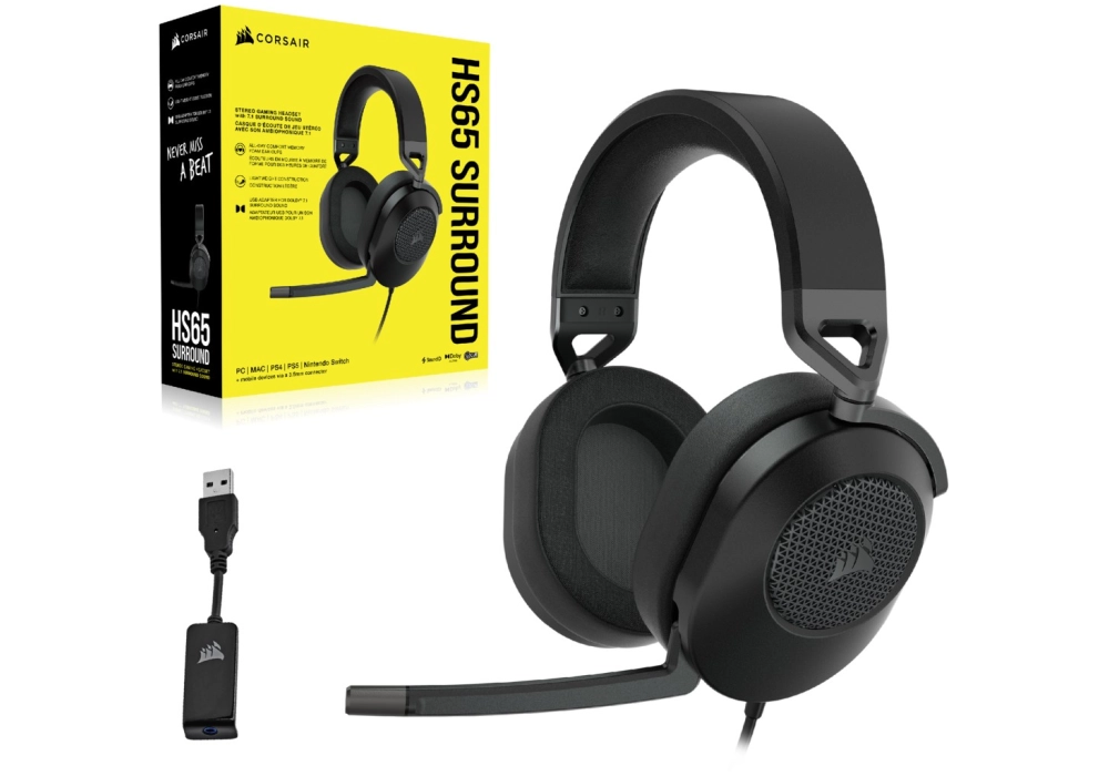 Corsair HS65 SURROUND Wired Gaming Headset (Carbon)