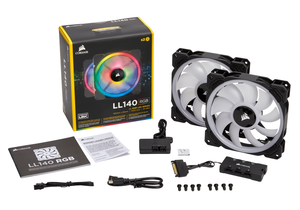 Corsair LL140 RGB LED Dual Light Loop - 2 Fan Pack with Lighting Node PRO