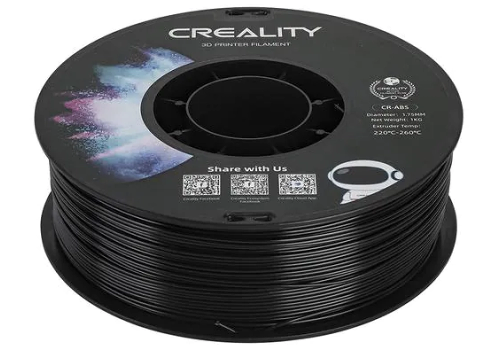 Creality Filament ABS, Noir, 1.75 mm, 1 kg