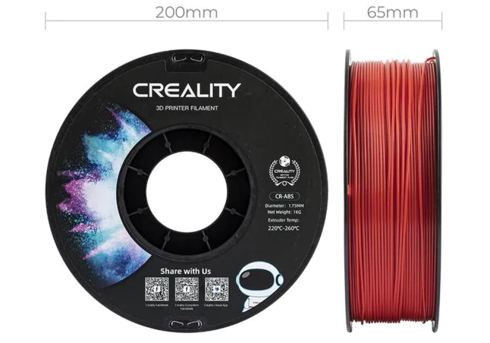 Creality Filament ABS, Rouge, 1.75 mm, 1 kg