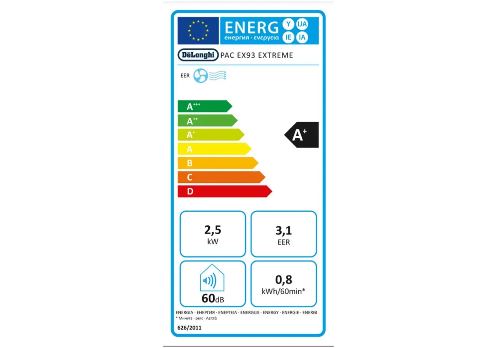 De'Longhi Climatiseur PAC EX93 Extreme A+, 85 m³