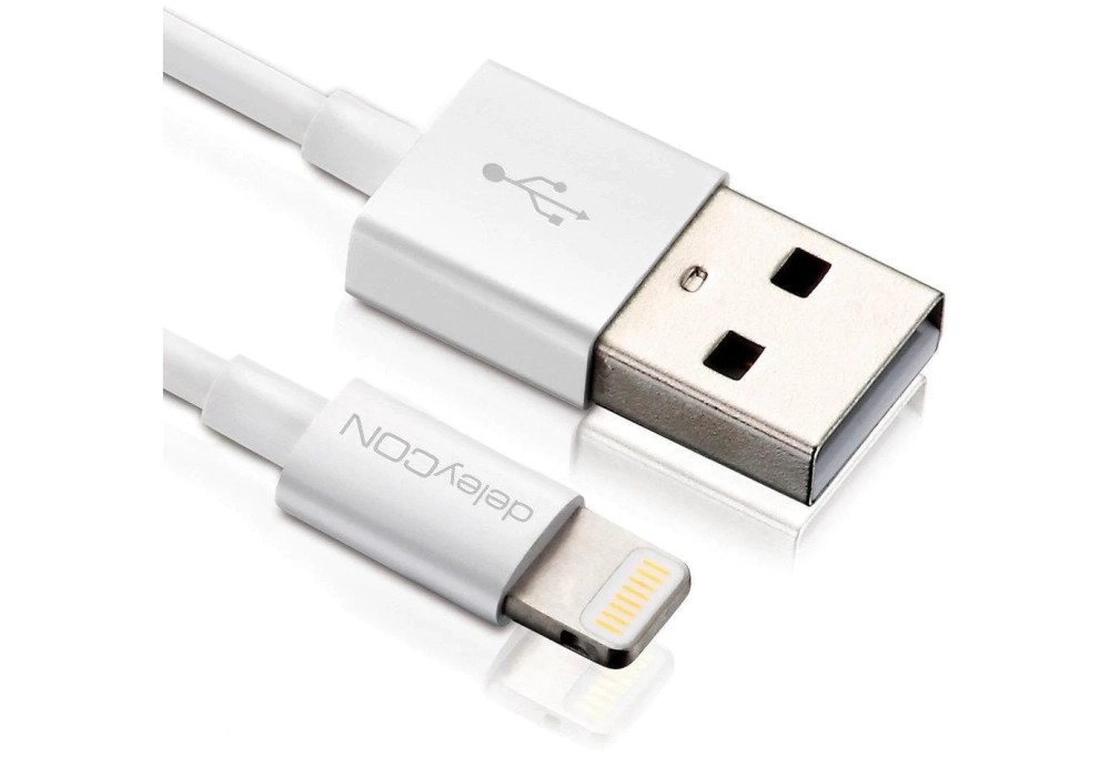 deleyCON Câble USB 2.0 - Lightning 0.15 m (Blanc)