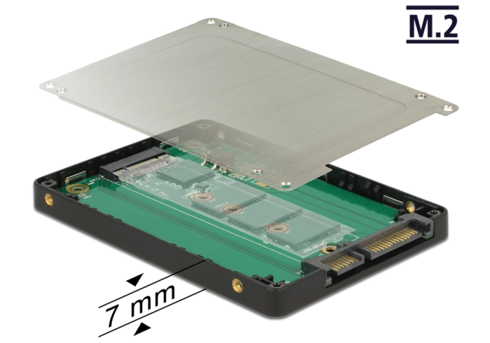 DeLOCK 2.5″ Converter SATA 22 Pin > M.2 with Enclosure