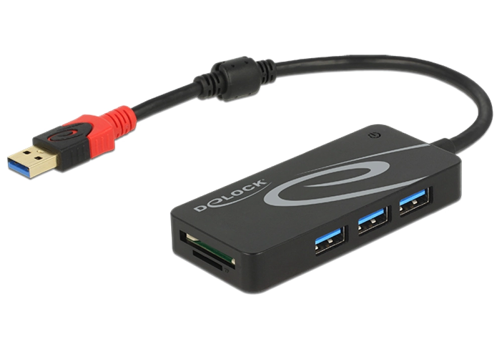 DeLOCK 3-port USB 3.1 Hub + 2 slot SD Card Reader